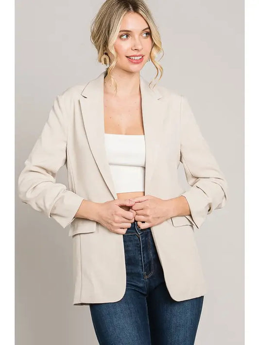 Tweed Ruched Slv Blazer