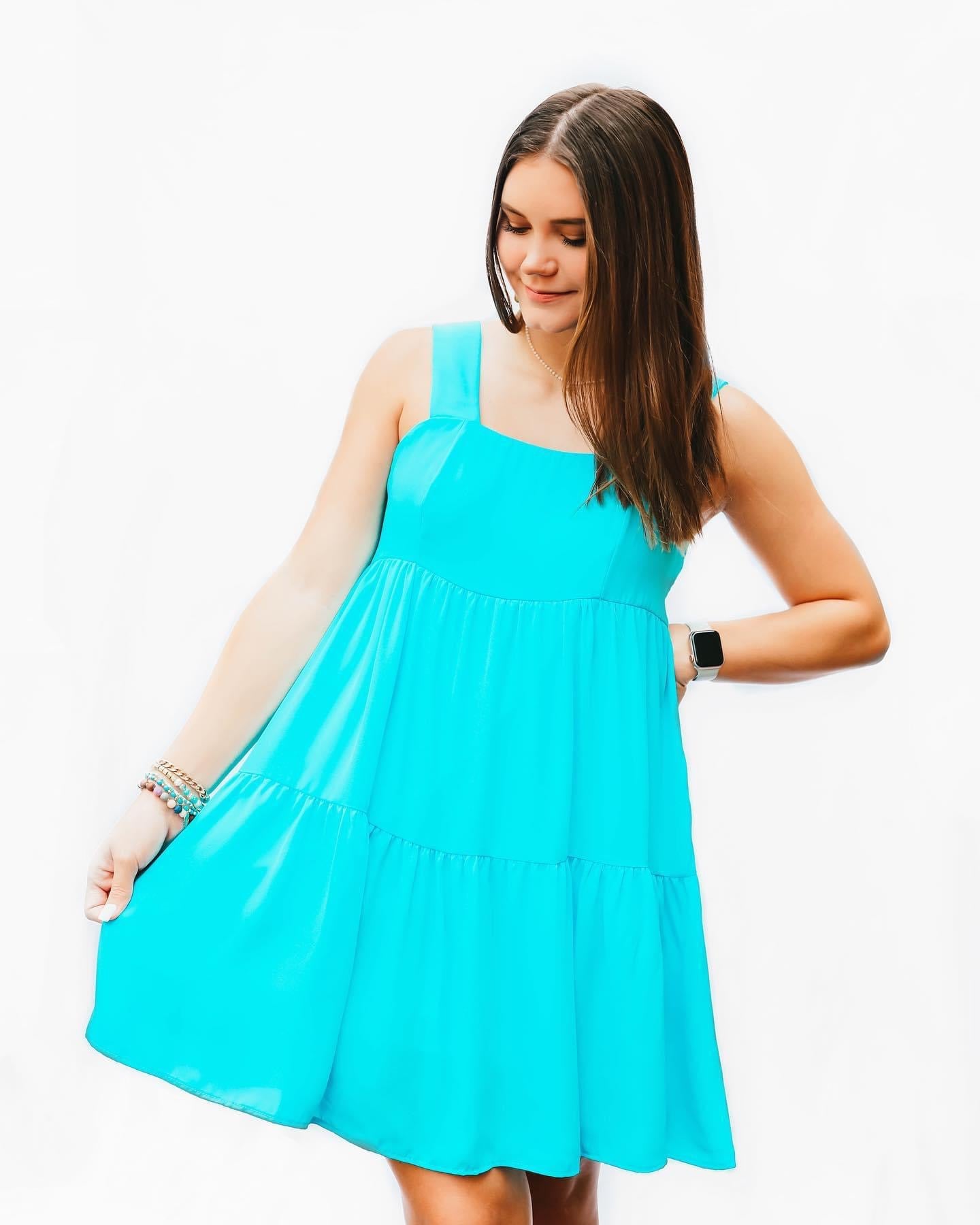 Solid Smocked Back Tiered Dress