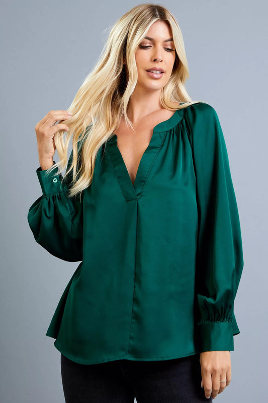 V-Neck Shirred Blouse