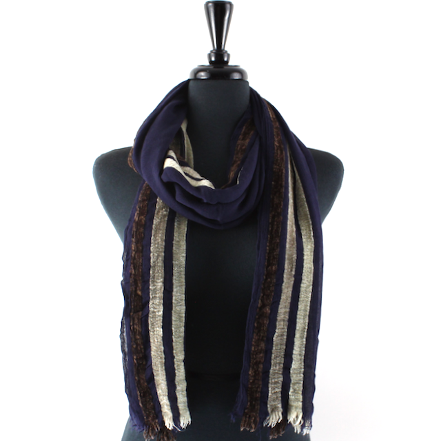 Scarf with Chenille Stripes
