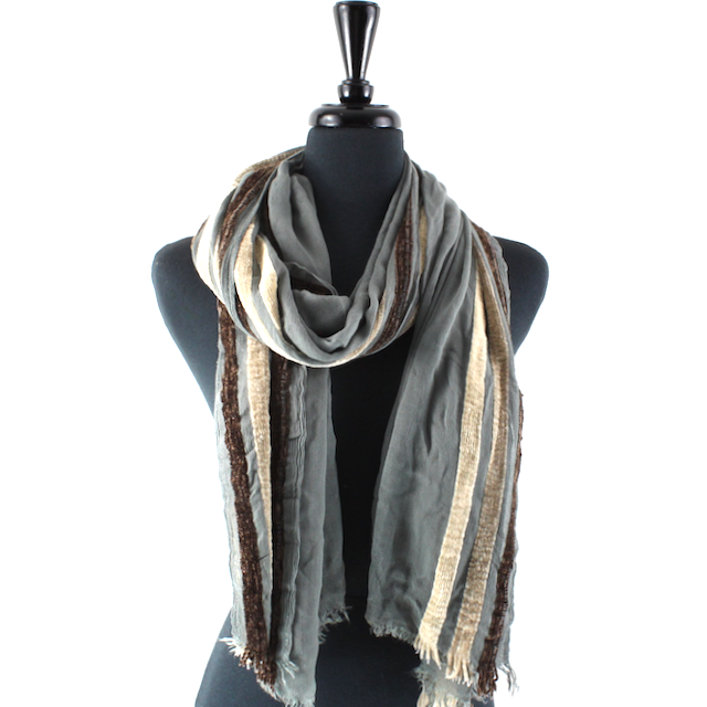 Scarf with Chenille Stripes